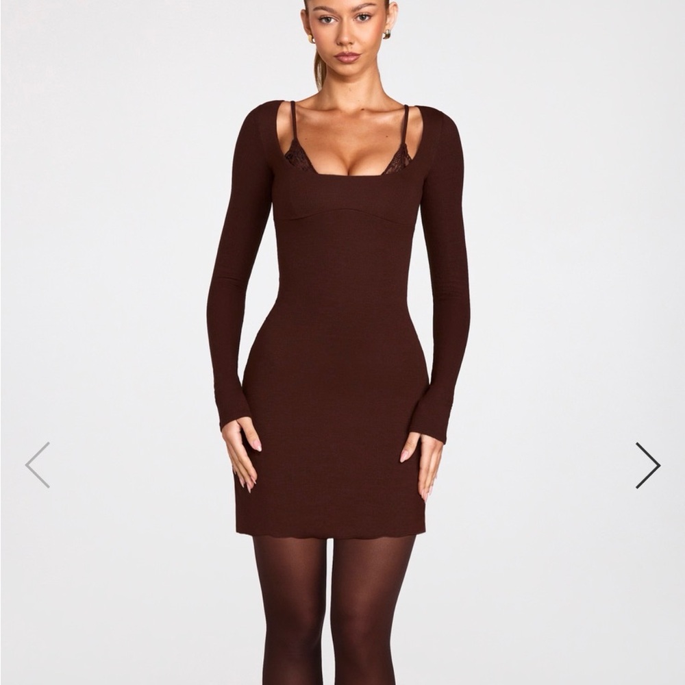 Oh Polly Chocolate Long Sleeve Dress